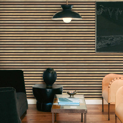 3D Slat Wood Peel and Stick Wall Tile