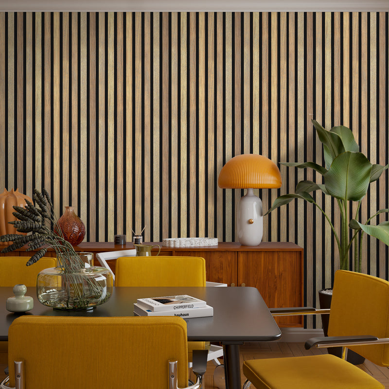 3D Slat Wood Peel and Stick Wall Tile