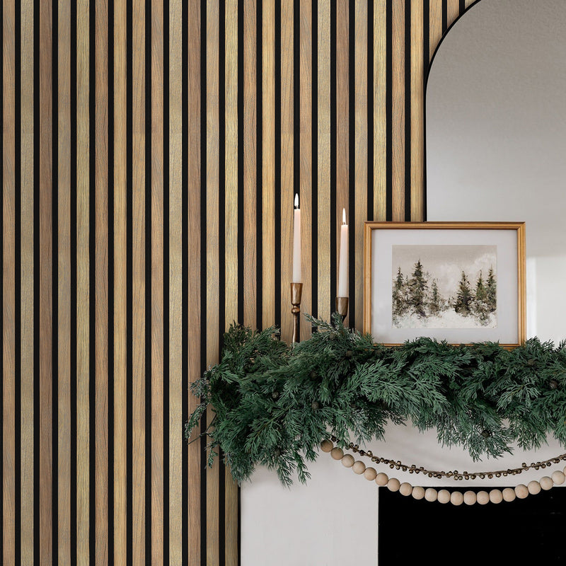 3D Slat Wood Peel and Stick Wall Tile
