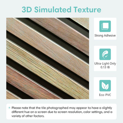 3D Slat Wood Peel and Stick Wall Tile