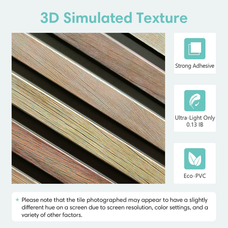 3D Slat Wood Peel and Stick Wall Tile
