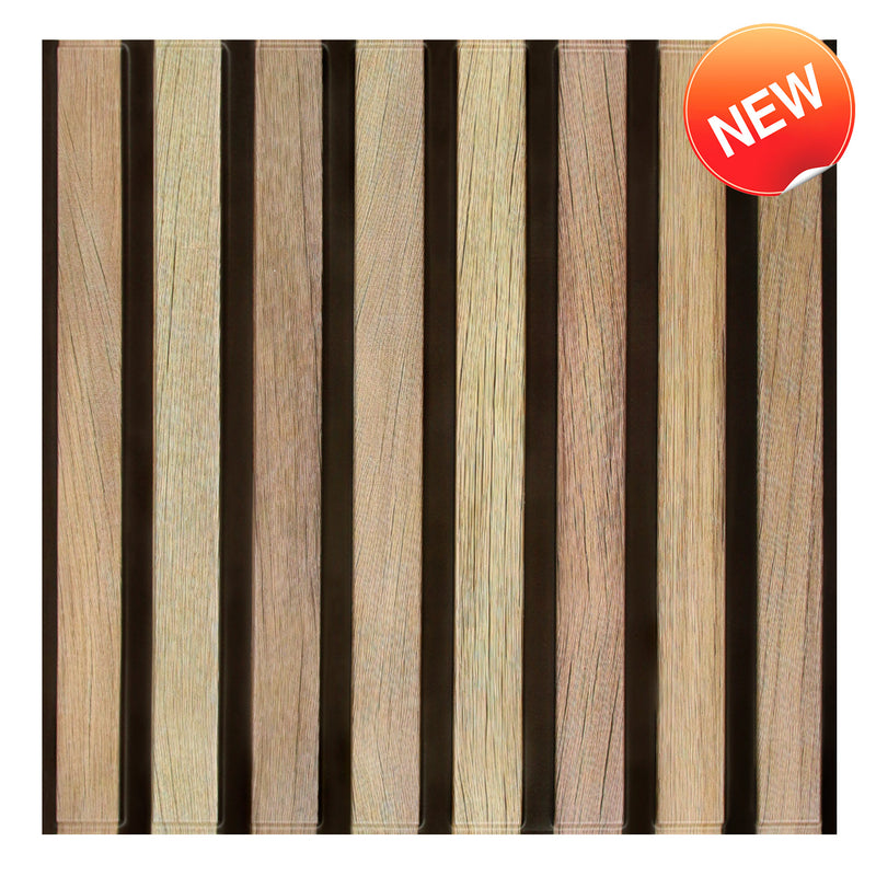 3D Slat Wood Peel and Stick Wall Tile