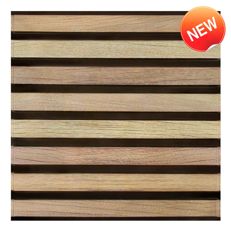 3D Slat Wood Peel and Stick Wall Tile