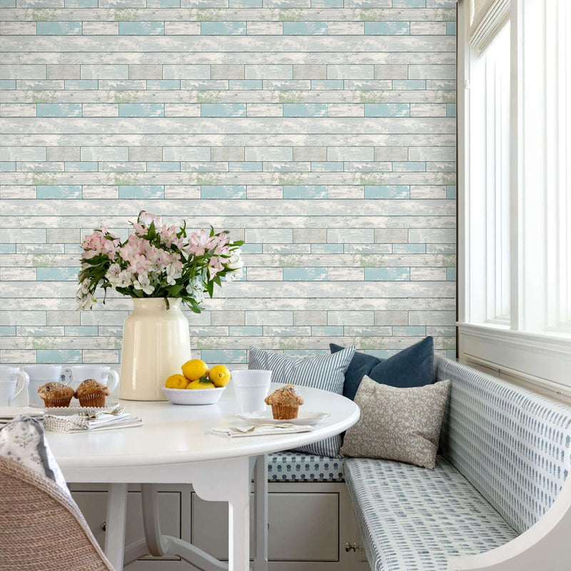 3D Rustic Horizontal Wooden Plank Peel and Stick Wall Tile