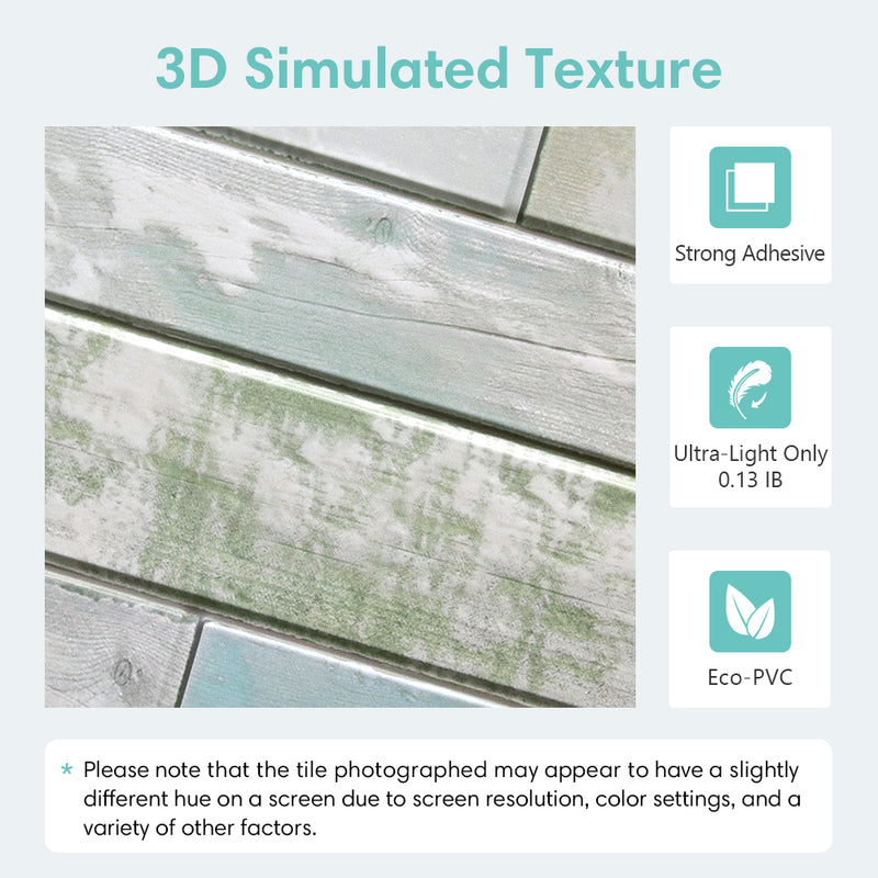 3D Rustic Horizontal Wooden Plank Peel and Stick Wall Tile