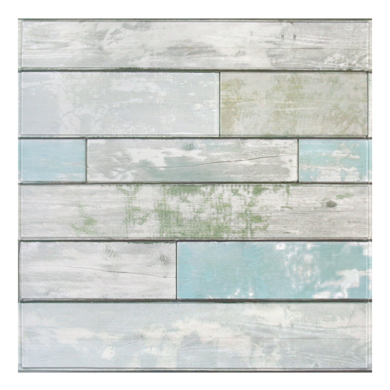 3D Rustic Horizontal Wooden Plank Peel and Stick Wall Tile