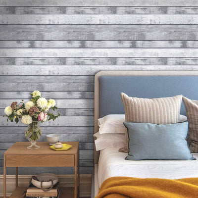 3D Grey Wood Grain Peel and Stick Wall Tile