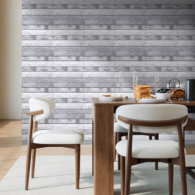 3D Grey Wood Grain Peel and Stick Wall Tile