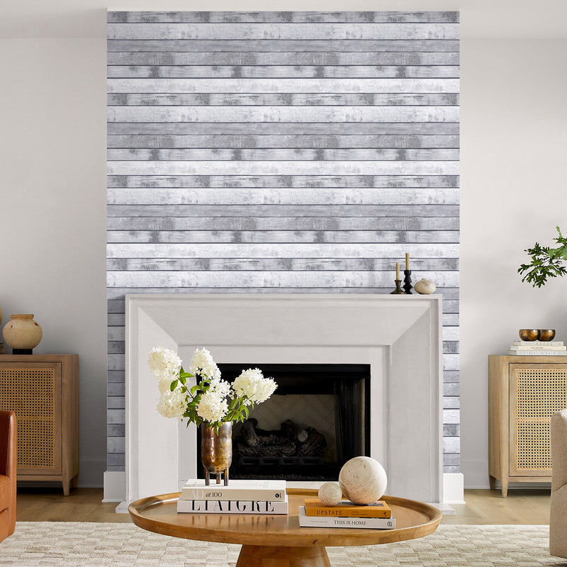 3D Grey Wood Grain Peel and Stick Wall Tile