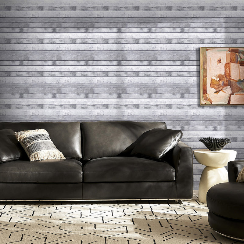 3D Grey Wood Grain Peel and Stick Wall Tile