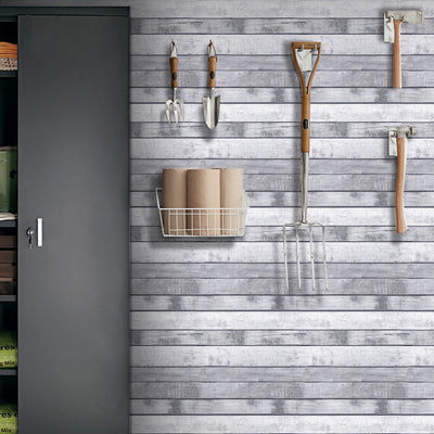 3D Grey Wood Grain Peel and Stick Wall Tile