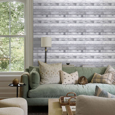 3D Grey Wood Grain Peel and Stick Wall Tile