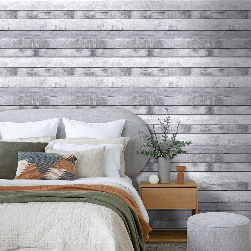 3D Grey Wood Grain Peel and Stick Wall Tile