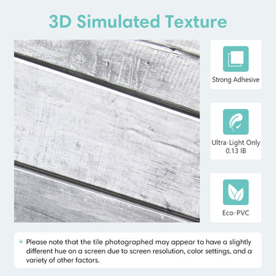3D Grey Wood Grain Peel and Stick Wall Tile