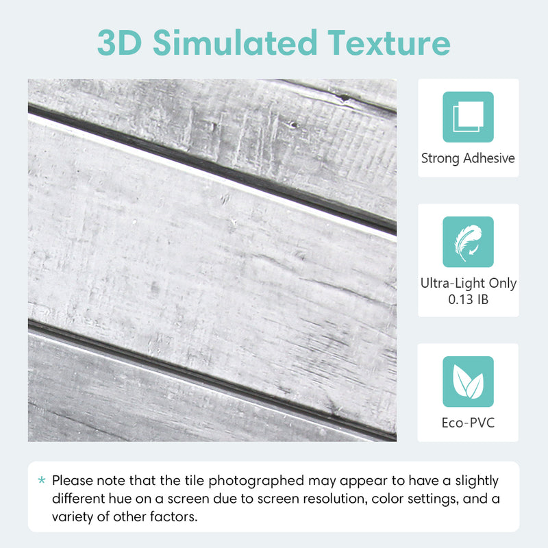 3D Grey Wood Grain Peel and Stick Wall Tile