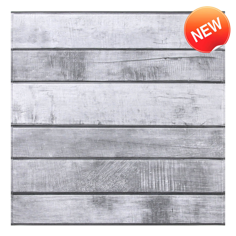 3D Grey Wood Grain Peel and Stick Wall Tile