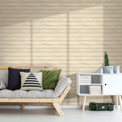 3D Butter Yellow Shiplap Wood Peel and Stick Wall Tile