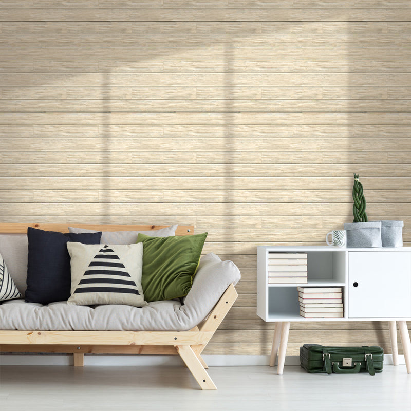 3D Butter Yellow Shiplap Wood Peel and Stick Wall Tile