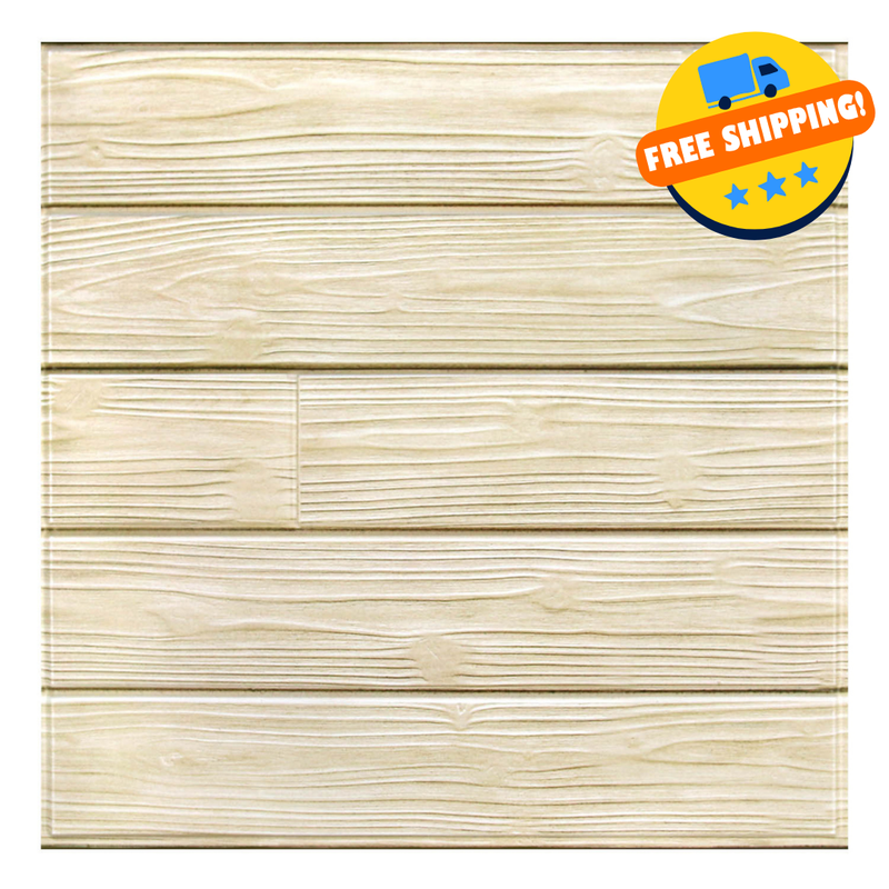 3D Butter Yellow Shiplap Wood Peel and Stick Wall Tile