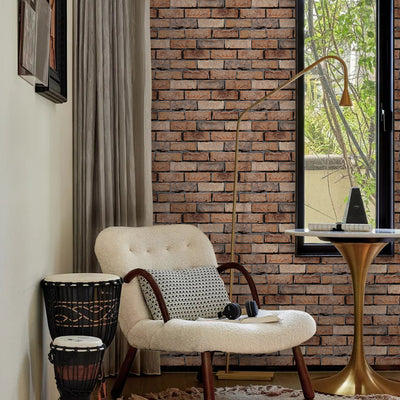 3D Dark Brown Brick Peel and Stick Wall Tile
