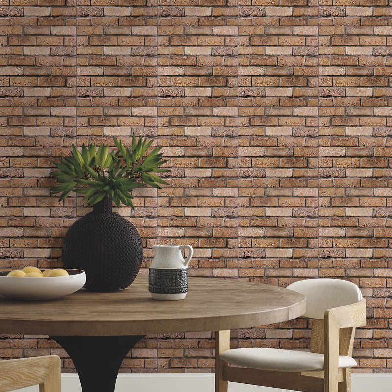 3D Dark Brown Brick Peel and Stick Wall Tile