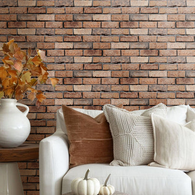 3D Dark Brown Brick Peel and Stick Wall Tile