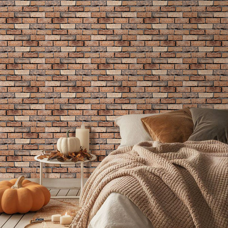 3D Dark Brown Brick Peel and Stick Wall Tile