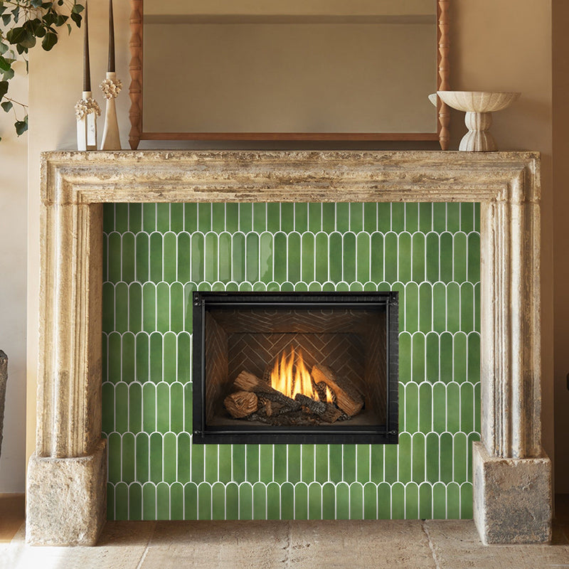 Azulejos para salpicadero despegables y adhesivos con diseño de escamas de pescado verde: diseño más grueso