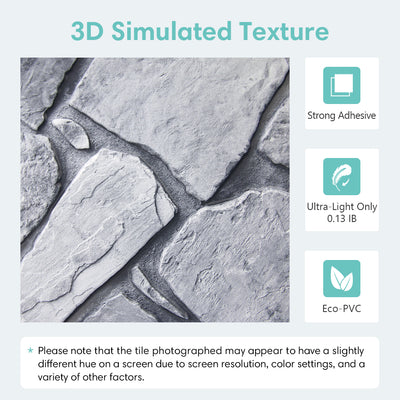 3D Gray Fieldstone Peel and Stick Wall Tile
