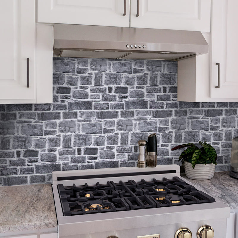 3D Retro Gray Faux Stone Peel and Stick Wall Tile