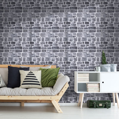3D Retro Gray Faux Stone Peel and Stick Wall Tile