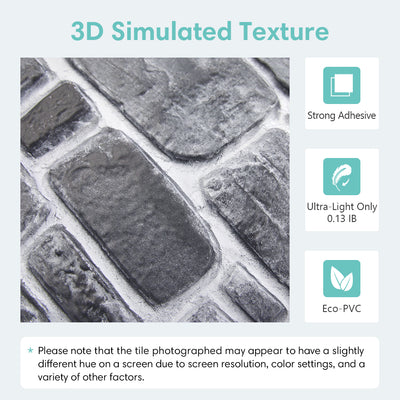 3D Retro Gray Faux Stone Peel and Stick Wall Tile