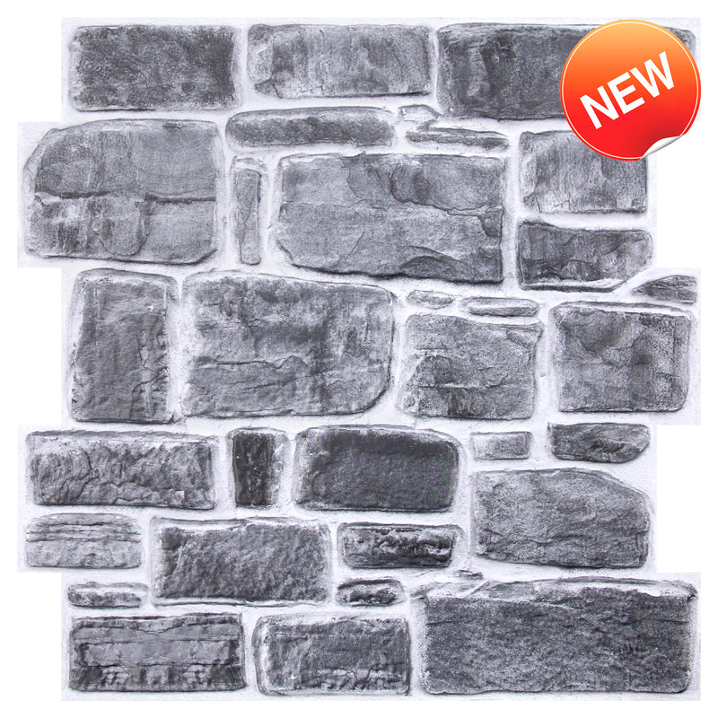 3D Retro Gray Faux Stone Peel and Stick Wall Tile