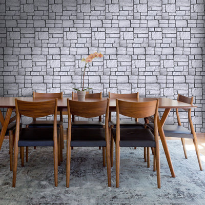 3D Gray Faux Limestone Peel and Stick Wall Tile
