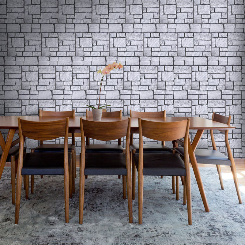 3D Gray Faux Limestone Peel and Stick Wall Tile