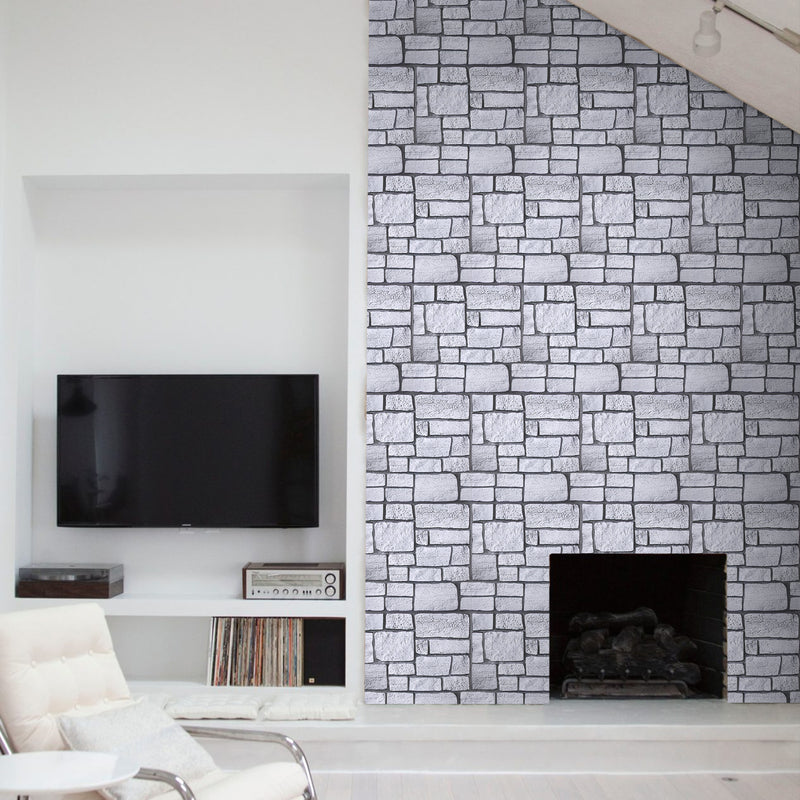 3D Gray Faux Limestone Peel and Stick Wall Tile