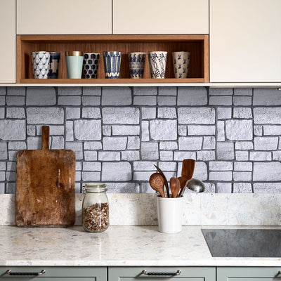 3D Gray Faux Limestone Peel and Stick Wall Tile