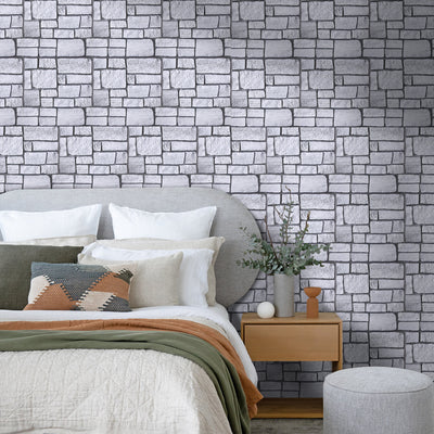 3D Gray Faux Limestone Peel and Stick Wall Tile