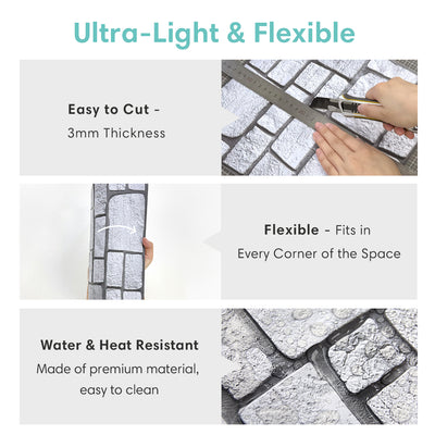 3D Gray Faux Limestone Peel and Stick Wall Tile