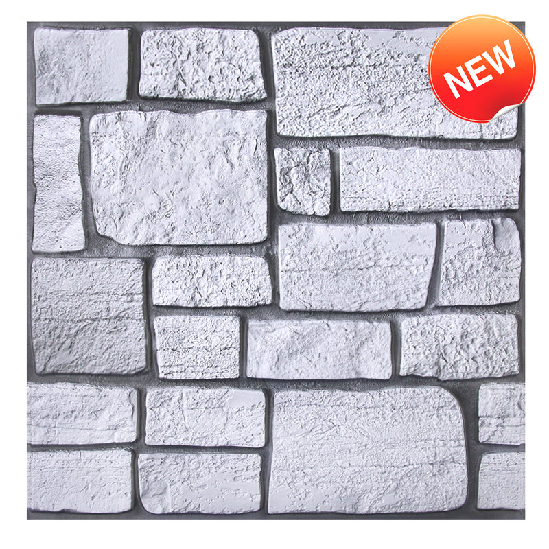 3D Gray Faux Limestone Peel and Stick Wall Tile