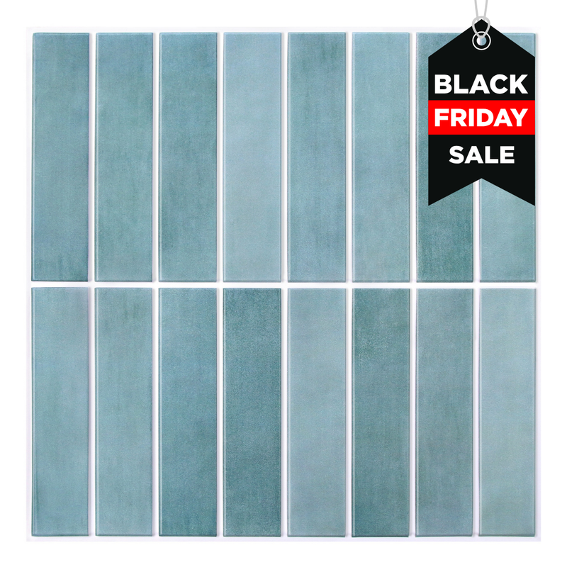 Azulejo de pared de mosaico lineal recto color océano 3D despegable y adherible