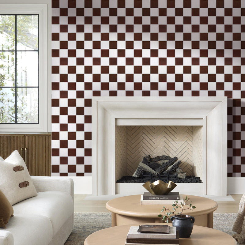 3D Red and White Square Peel and Stick Wall Tile