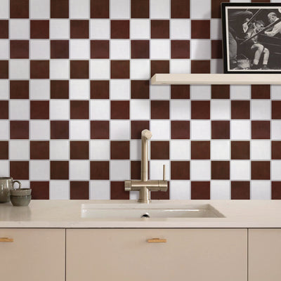 3D Red and White Square Peel and Stick Wall Tile