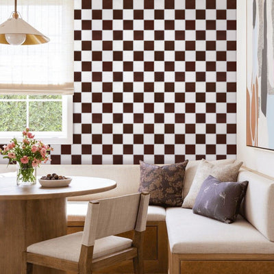 3D Red and White Square Peel and Stick Wall Tile