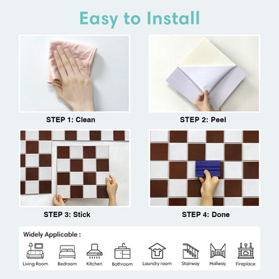 3D Red and White Square Peel and Stick Wall Tile