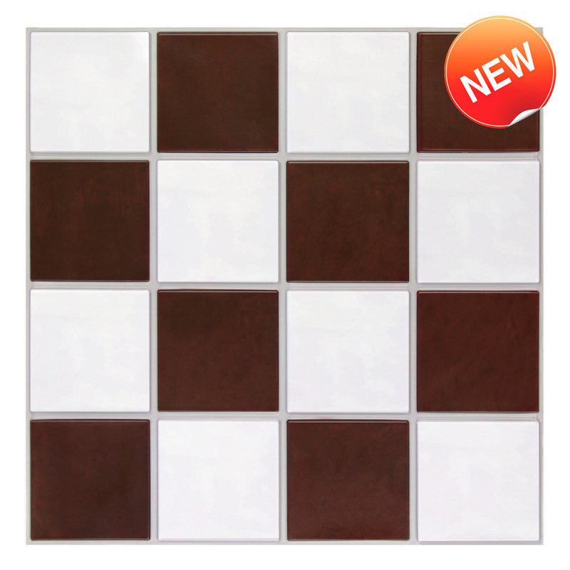 3D Red and White Square Peel and Stick Wall Tile