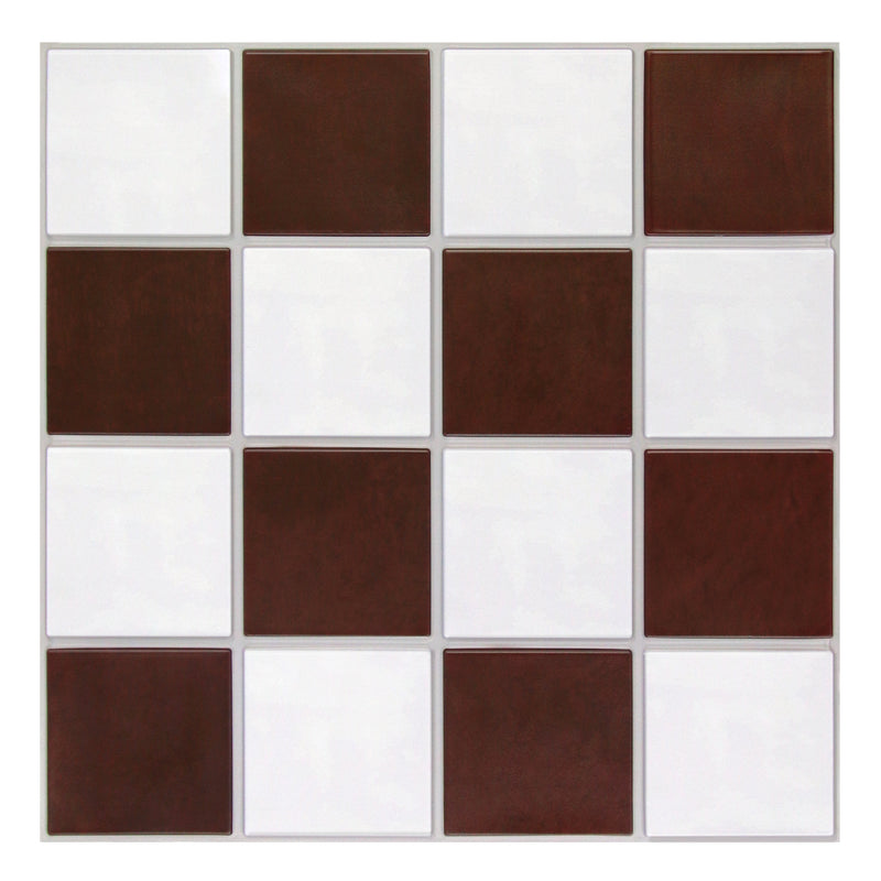 3D Red and White Square Peel and Stick Wall Tile