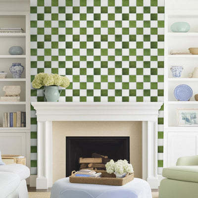 3D Green and White Square Peel and Stick Wall Tile