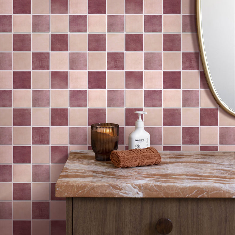 3D Dusty Rose Square Peel and Stick Wall Tile