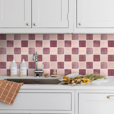 3D Dusty Rose Square Peel and Stick Wall Tile
